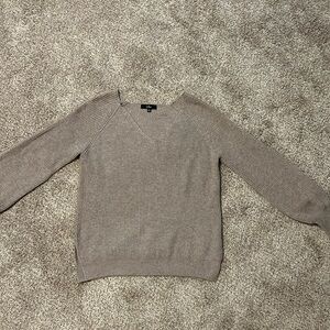 Lulus Cuddly Classic Heather Taupe Ribbed Knit Balloon Sleeve Sweater- Small